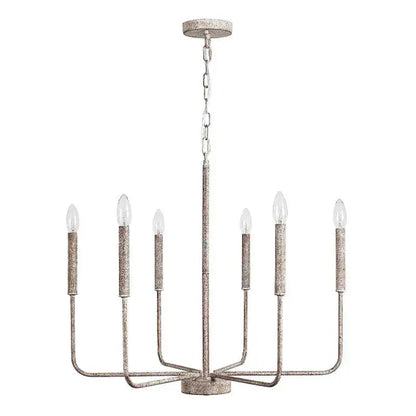 Distressed silver iron candle chandelier with six candle style bulbs for dining room decorbites iron candle design
