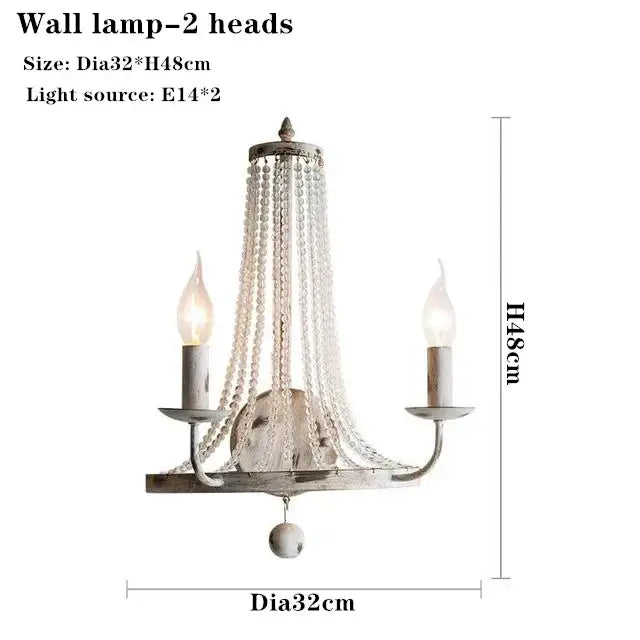 Vintage-style distressed white metal wall lamp with crystal tassel decorbites crystal tassel for bedroom candle light