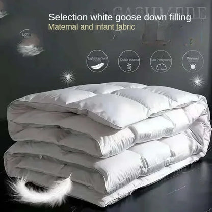 White goose down comforter with soft quilted design and maternal infant fabric for warm double single use