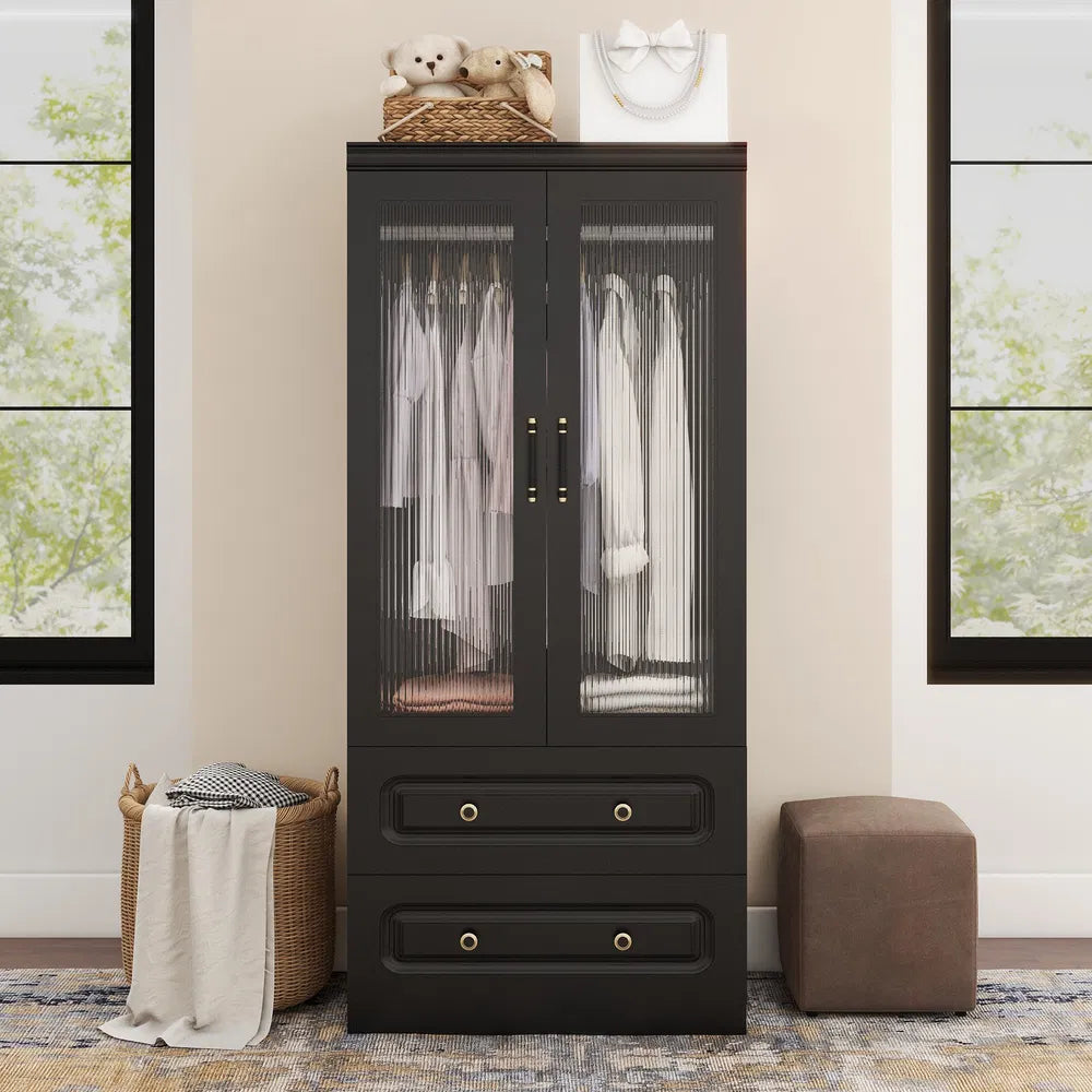 Livelylodge Schlanker Weißer Stauraum-Schrank mit Glastür – Platzsparender Hoher Organisator mit Metallgriffen, Ideal für Kleine Räume oder Schlafzimmernutzung