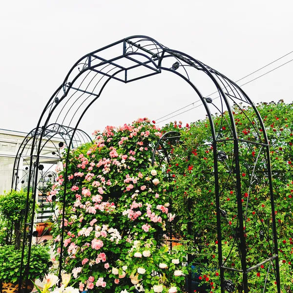 Metall-Gartenbogen B74,4'' x H98,4'' Gartenlaube Rankgitter Kletterpflanzen-Stütze Rosenbogen Außenbogen