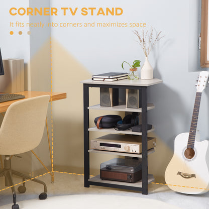 Medienständer mit 4-stufigem Audioregalsystem AV-Medien-Eckregal mit Kabelmanagement für DVD-Player, Spielkonsolen, TV-Kabel, WLAN-Router
