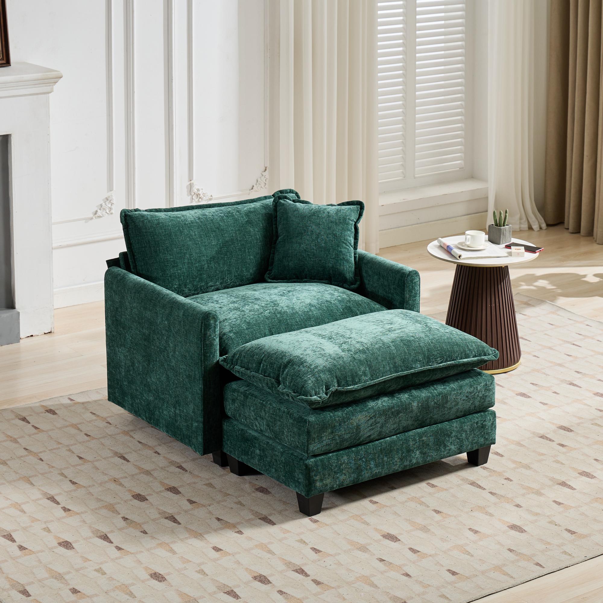 Green Chenille Sectional Sofa