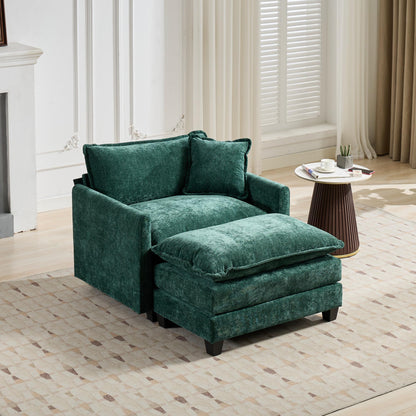 Cloud-Sofa Einzelsitz Armlehnen sind nicht enthalten, modernes Ecksofa, für Wohnzimmer, Schlafzimmer und Wohnung, bequeme zweischichtige gepolsterte Sitzkissen, atmungsaktiver Chenille-Stoff, Grün
