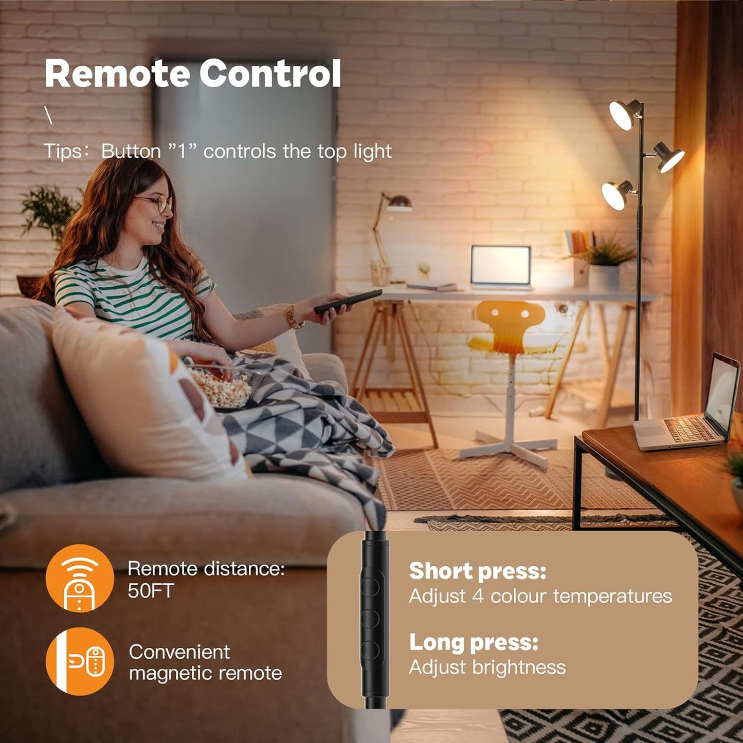 Wohnzimmer Schlafzimmer Arbeitszimmer Werkbank Verstellbare Stehlampe LED Fernbedienung Drehbar