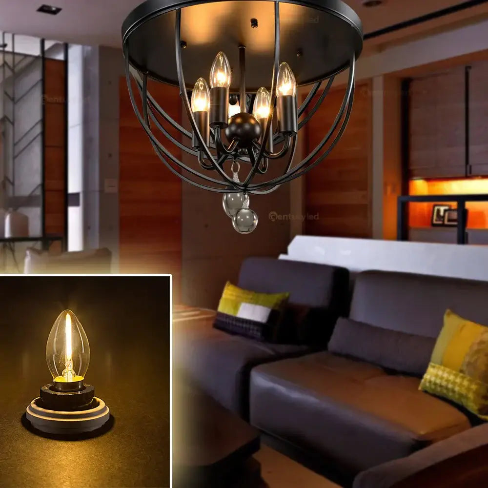 E14 clear glass dimmable led filament bulb dining room candle light
