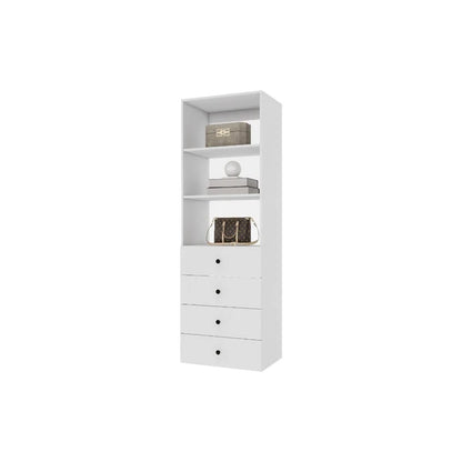 70,2" H Livelylodge Holzmodulares Kleiderschranksystem: Modernes offenes Kleiderschranksystem mit 4 Schubladen für Schlafzimmer & Garderobe in Weiß