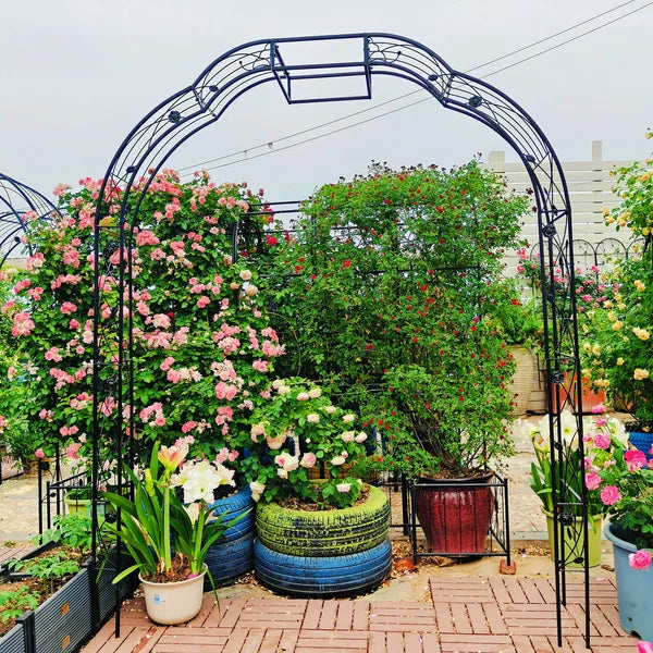Metall-Gartenbogen B74,4'' x H98,4'' Gartenlaube Rankgitter Kletterpflanzen-Stütze Rosenbogen Außenbogen