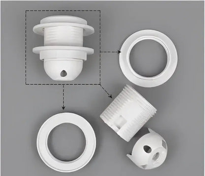 White plastic light fixture mounting hardware set for e27 lamp bulb holder fitting in living room socket installation