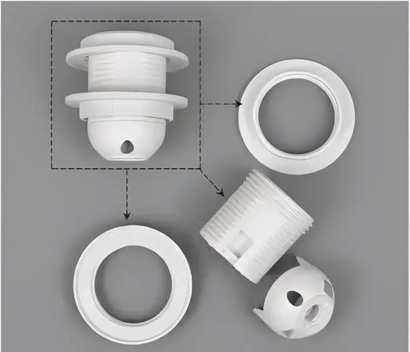 White plastic light fixture mounting hardware set for e27 lamp bulb holder fitting in living room socket installation