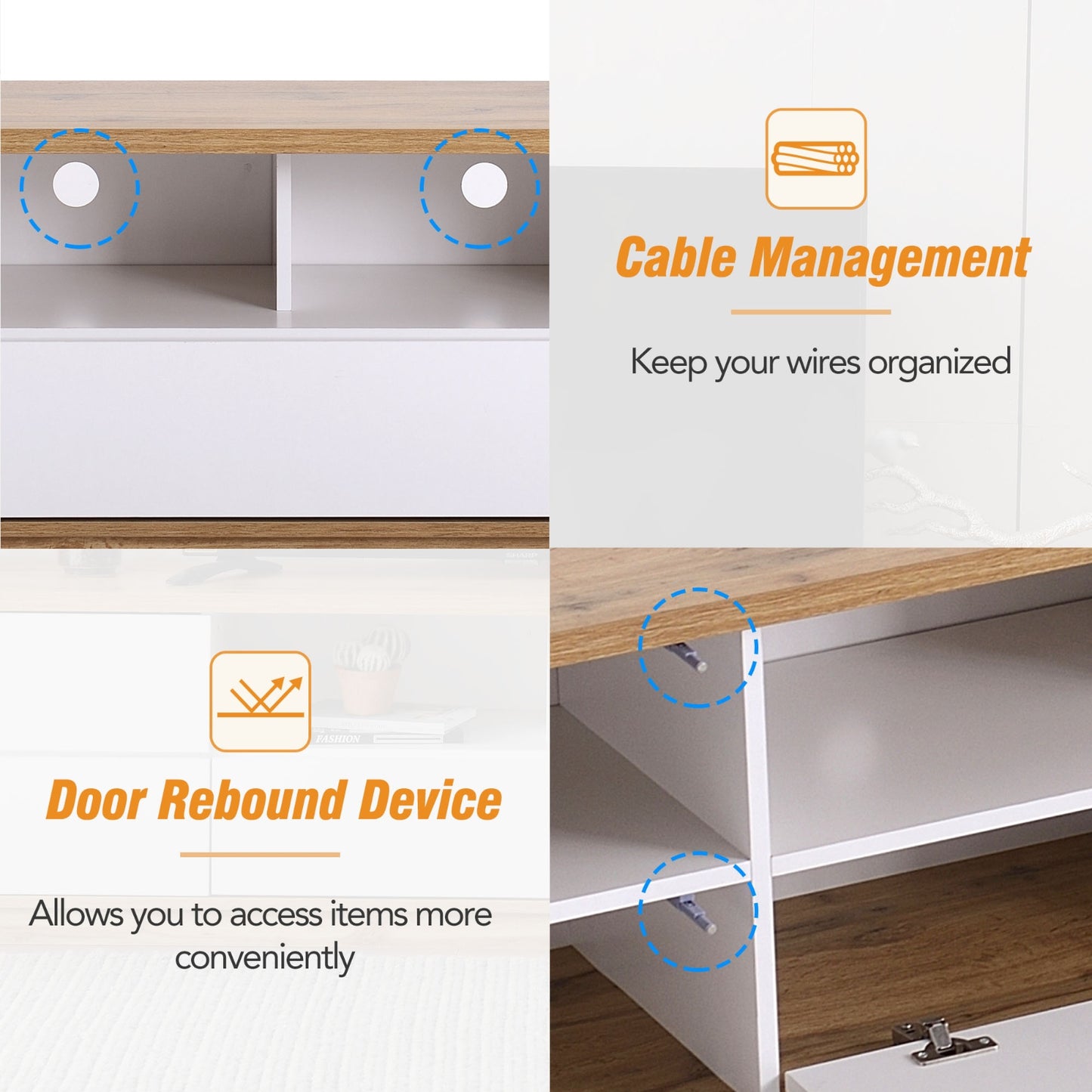 Modern TV Stand For Up To 80'' TVs, Media Console With Multi-Functional Storage