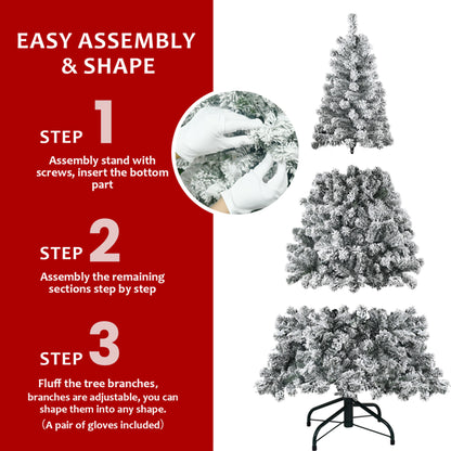 4FT Geflockter Weihnachtsbaum – Schneebedeckter PVC-Künstlicher Feiertagsbaum mit 233 Spitzen, Kompakte Volle Form, Robuster Metallständer, Weihnachtsbaum zur Dekoration von Zuhause, Büro oder Wohnung