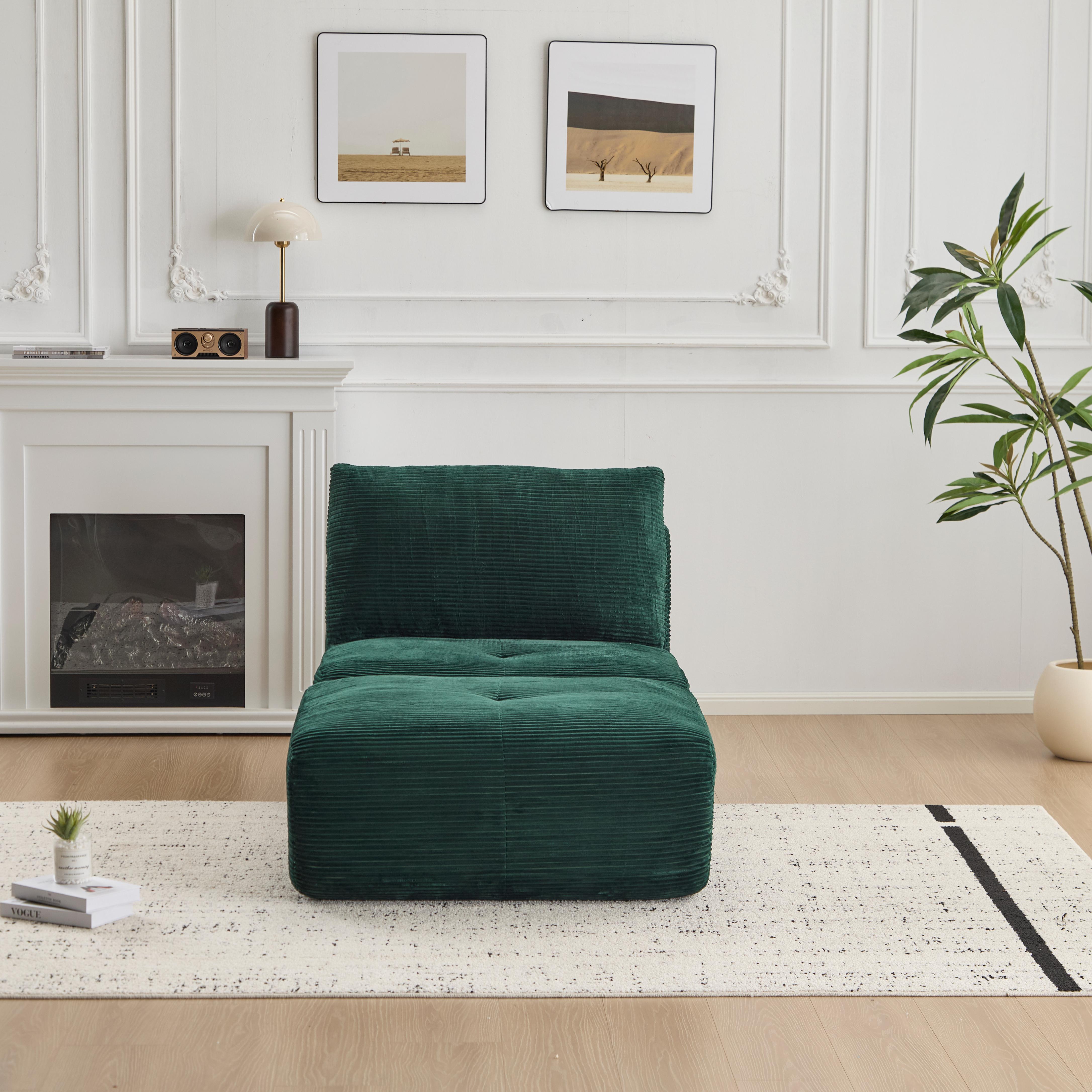 Green Corduroy Chaise Sofa