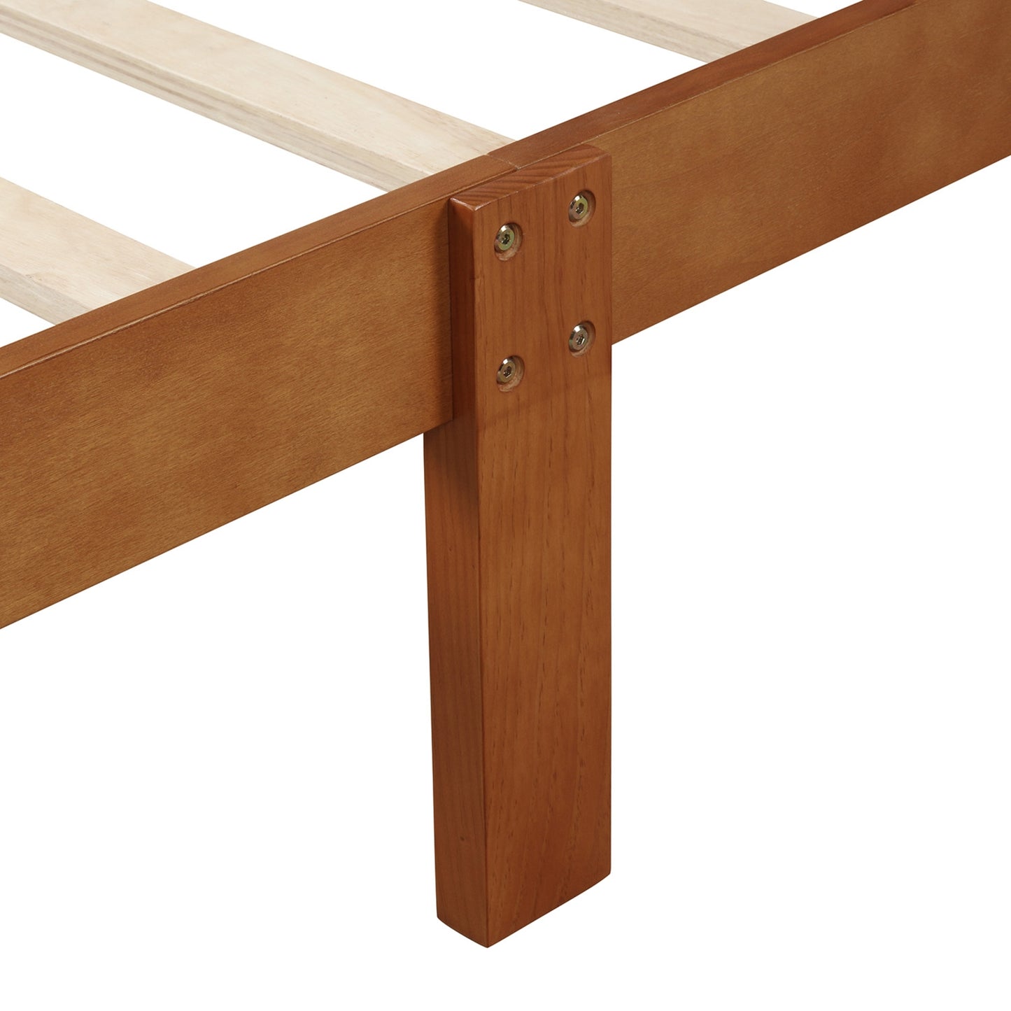Holz-Plattform-Twin-Bettgestell, Schlitten-Design mit Kopf- und Fußteil, Holz-Latten