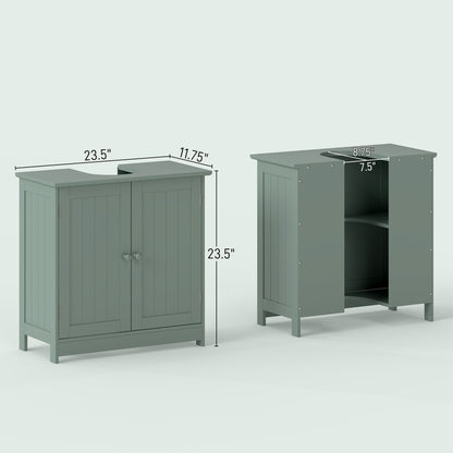 Badezimmermöbel, Unterschrankschrank mit 2 Türen und einstellbarem Regal, Dunkelgrün
