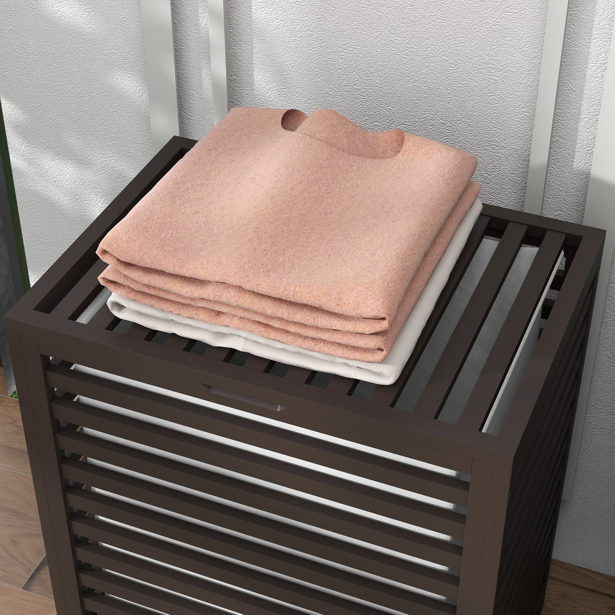 Gray Lidded Laundry Basket