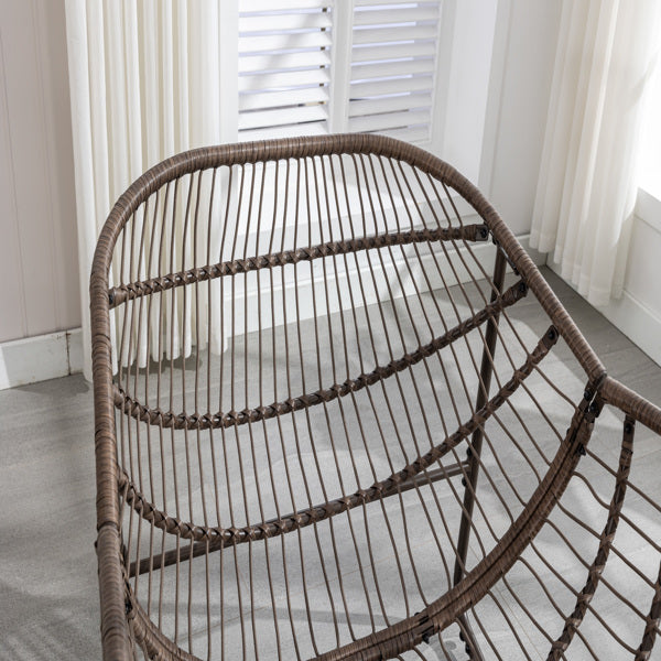 Outdoor-Rattan-Schaukelstuhl, Gepolsterter Kissen-Schaukelstuhl für Terrasse, Wohnzimmer, Patio, Garten, Grau - Verkauf auf Temu verboten