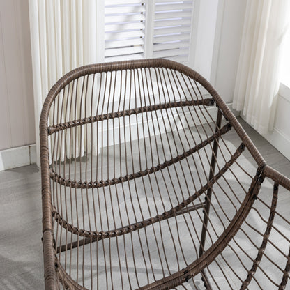 Outdoor-Rattan-Schaukelstuhl, Gepolsterter Kissen-Schaukelstuhl für Terrasse, Wohnzimmer, Patio, Garten, Grau - Verkauf auf Temu verboten