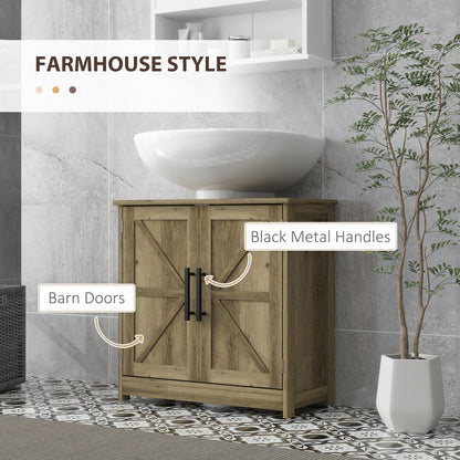 Landhaus-Pedestalschraubenschrank, Badezimmerschrankschrank mit 2 Scheunentüren und einstellbarem Regal, Hellgrau