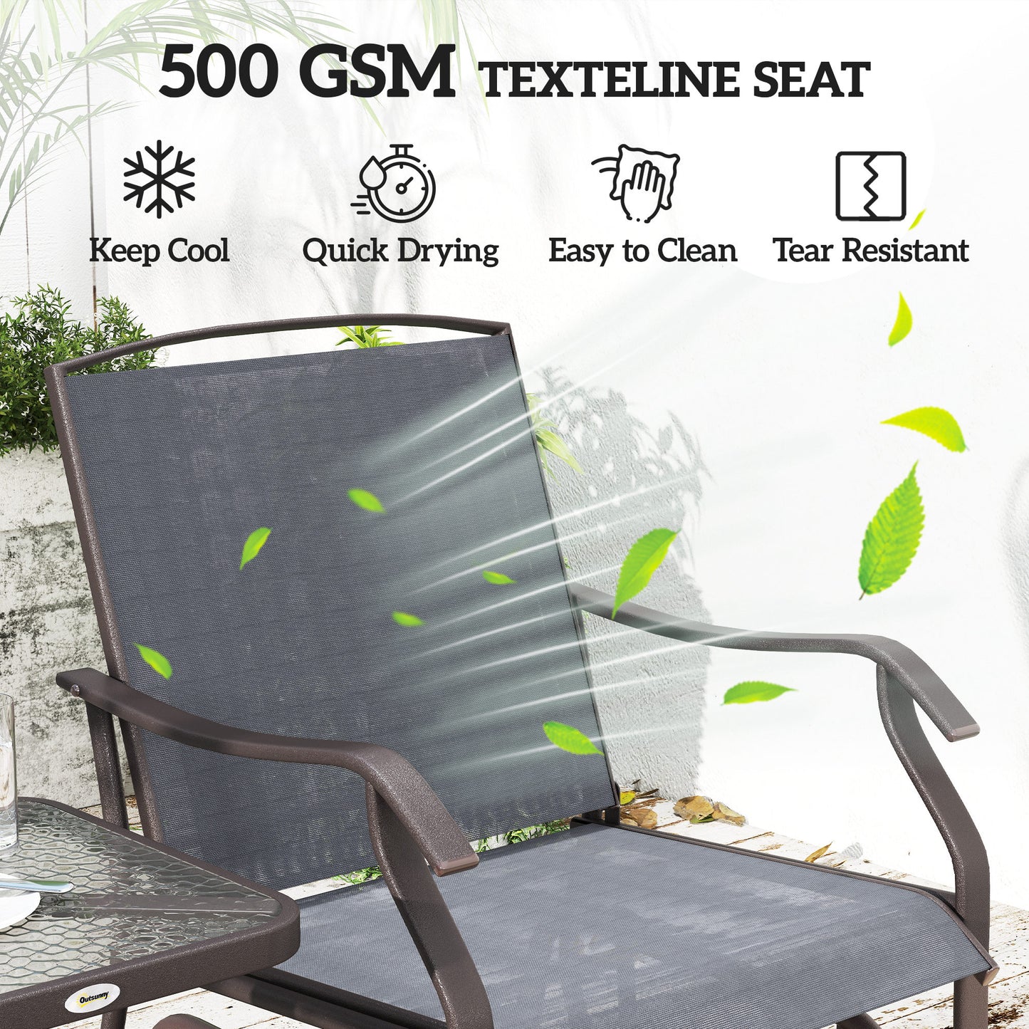 3 Piece Outdoor Glider Chair with Coffee Table Bistro Set