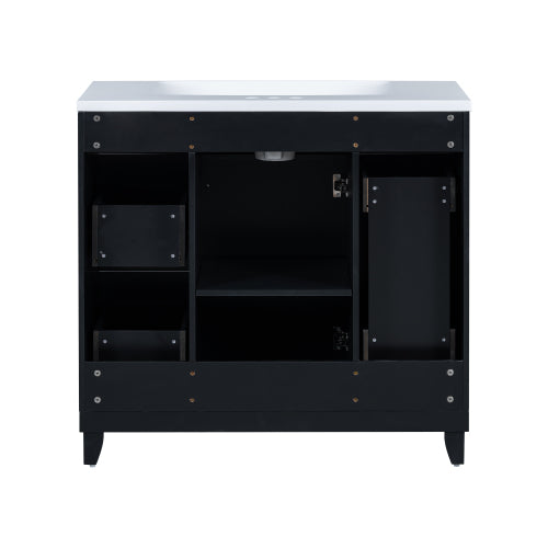 36 Zoll Badezimmerschrank mit Waschbecken-Kombinationsset, Schwarz, Einzelsenkbecken, Shaker-Schrank mit weich schließender Tür und 3 Schubladen