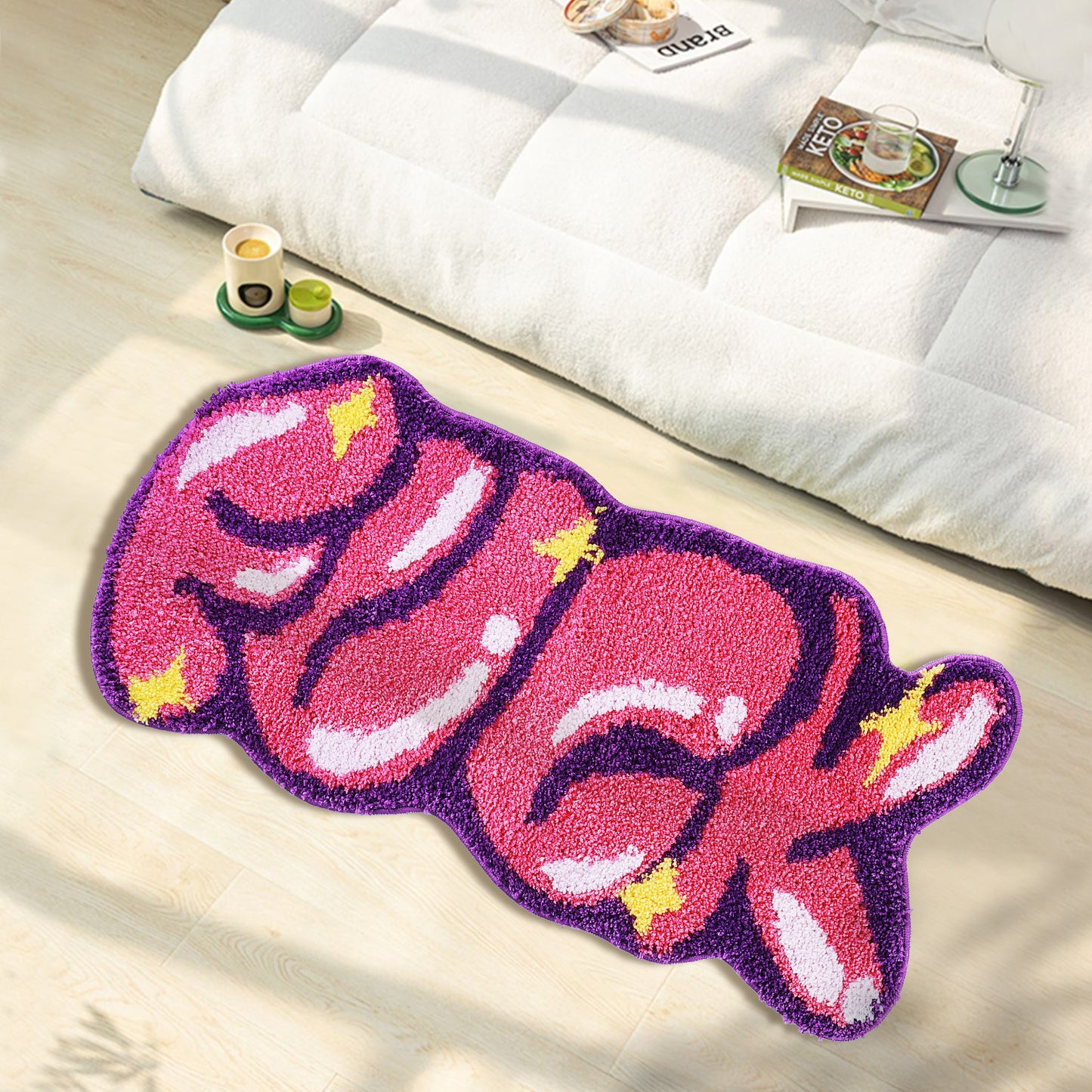 Farbteppich für das Schlafzimmer - rutschfeste, saugfähige Fußmatte für das Badezimmer - niedliche, waschbare kleine Duschmatte - ästhetische, moderne Heimdekoration Geburtstagsgeschenke, Erntedankfest-Dekoration, Weihnachtsdekoration, Heimdekoration