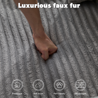 Überdimensionierter Chaiselongue-Sessel Gemütliche Wolken-Couch, Moderner Plüsch-Corduroy-Polsterter Schlafcouch-Tagbett mit 3 Dekokissen und breiter Armlehne für das Wohnzimmer, Keine Montage erforderlich, Grau