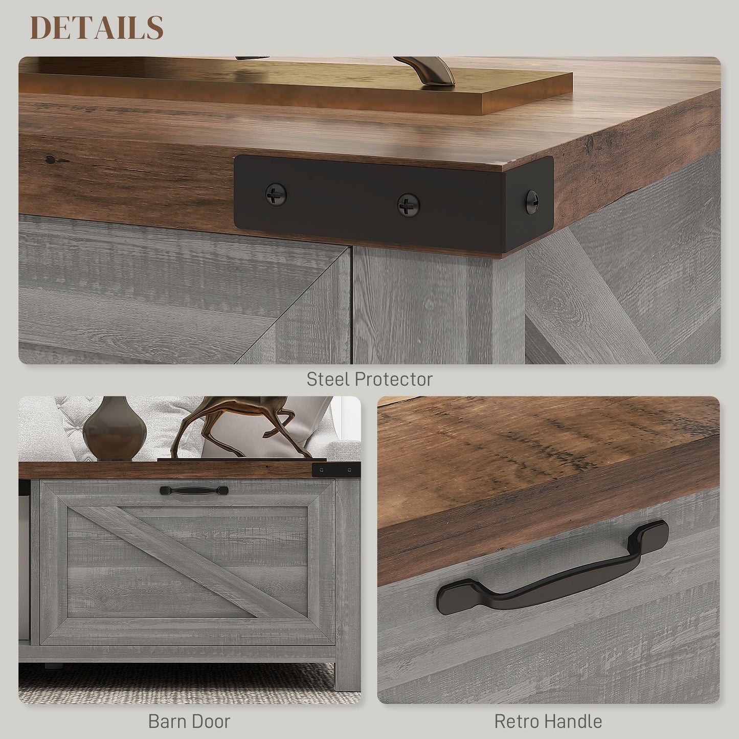 Farmhouse Coffee Table with Storage and Drawer