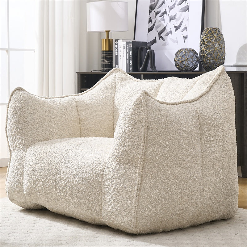 Komprimierter Plüsch-Sitzsack-Sofa-Couch – Mit Hochleistungsschaum gefüllt, ultraleichtes Bouclé-Loungestuhl für eine oder zwei Personen, gemütliche Sitzmöglichkeit im Wohnzimmer zum Lesen, Spielen und Entspannen, platzsparend vakuumverpackt