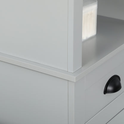 Schlanker Badezimmerschrank mit Tür und Regalen als Turm