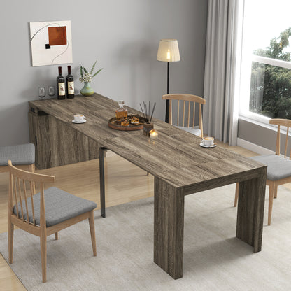 Moderne multifunktionale ausziehbare Esstisch mit Steckdose, platzsparender ausklappbarer Tisch mit Stauraum für Partys, Hochzeiten, Meetings und Feiern