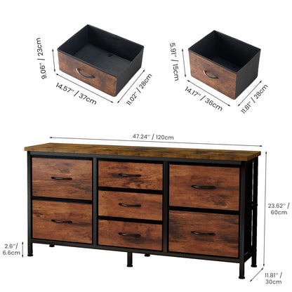 Kommode mit Schubladen für das Schlafzimmer, Schubladen mit Holztop und Metallrahmen