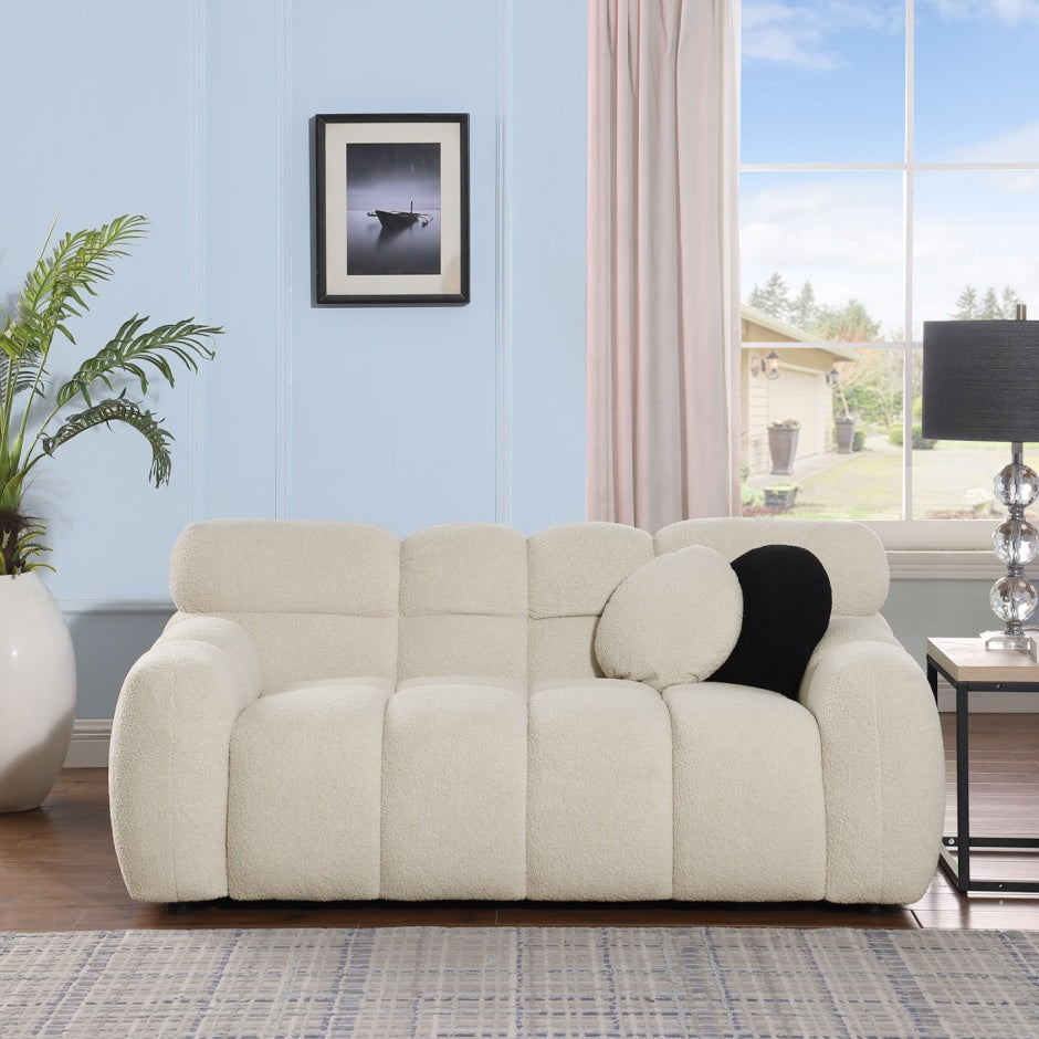 Beige Boucle Sofa