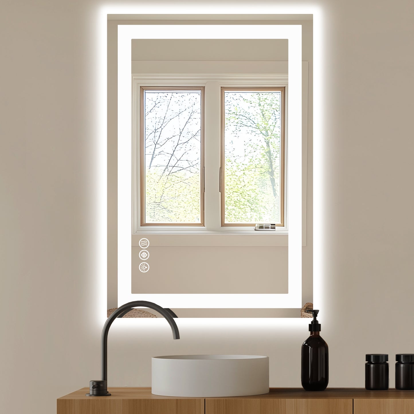Antibeschlag-LED-Badezimmerspiegel mit dualer Lichtquelle und drei Beleuchtungsmodi