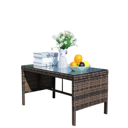 Rectangular Brown Rattan Table
