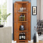 4-stufiger 72-Eck-Küchen-Vorratsschrank mit 8 Türen, hoher Stauraumschrank, Eckschrank und einstellbaren Regalen, Haus-Farmhaus-Bücherschrank für Badezimmer, Wohnzimmer, Küche EICHE