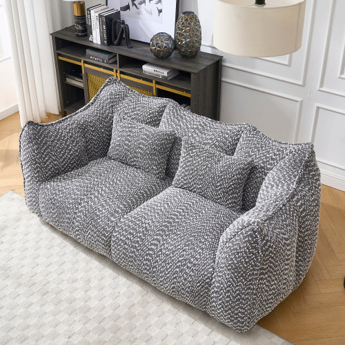 Komprimierter Plüsch-Sitzsack-Sofa-Couch – Mit Hochresilienz-Schaum gefüllt, ultra-weicher Bouclé-Liegestuhl für eine oder zwei Personen, gemütliche Sitzmöglichkeit im Wohnzimmer zum Lesen, Spielen und Entspannen, platzsparend vakuumverpackt