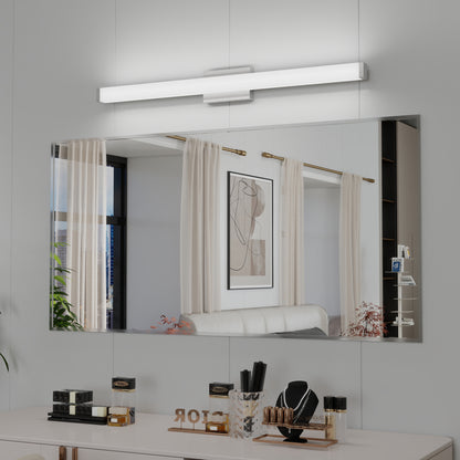 Badezimmer-Spiegelleuchte aus gebürstetem Nickel, quadratisch, LED, 41 Zoll, 24 W, 6000 K, kühles weißes Licht, Wandleuchte über dem Spiegel - Gebürstetes Nickel, 41 Zoll