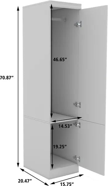 Livelylodge Schlanker Weißer Stauraum-Schrank mit Glastür – Platzsparender Hoher Organisator mit Metallgriffen, Ideal für Kleine Räume oder Schlafzimmernutzung