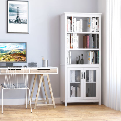 71" Bücherregal-Aufbewahrungstisch mit verstellbaren Regalen und Türen für das Home Office