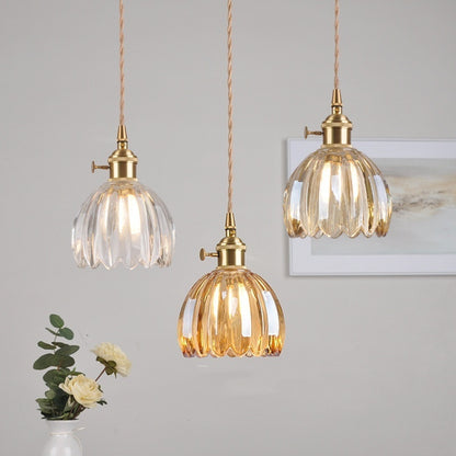 Retro Kupferglas Bernstein Kleines Blumen Einzelkopf Schlafzimmer Einfacher Kronleuchter