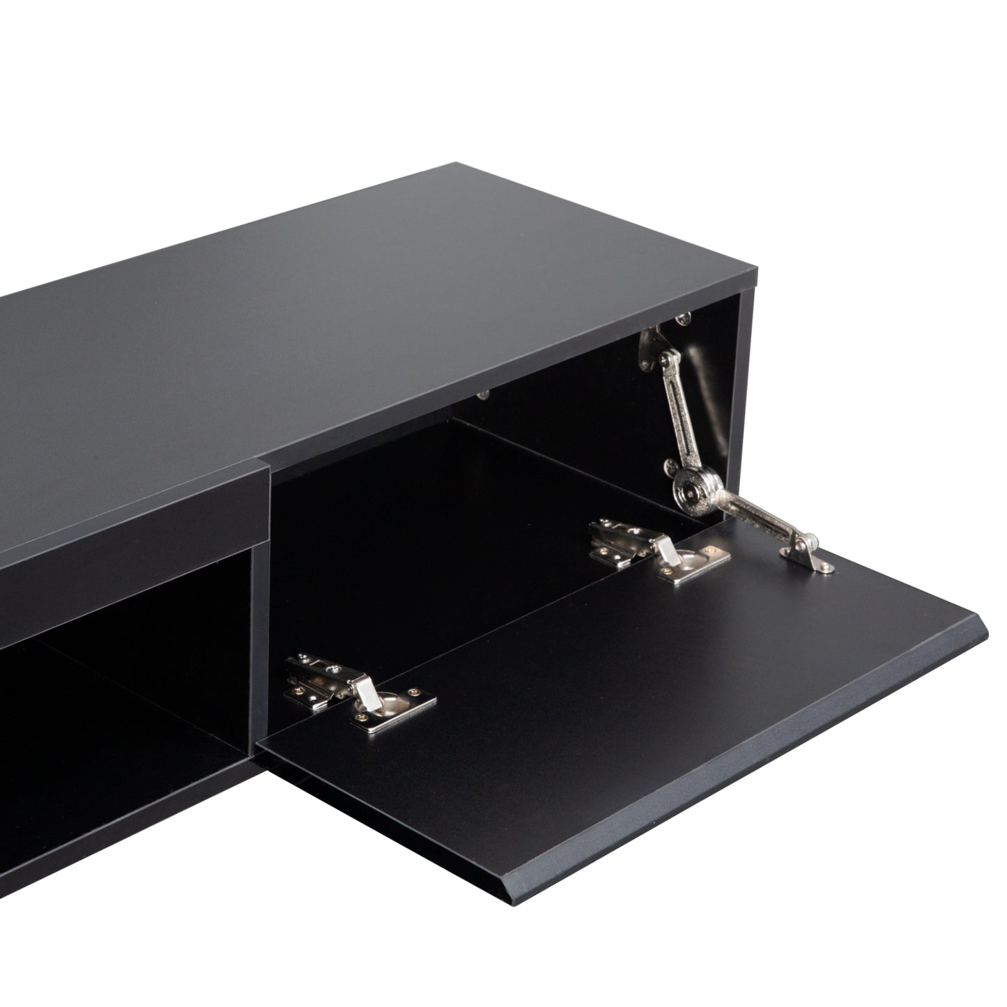 Schwebender TV-Ständer Wandmontiert mit 16-farbigen LEDs Moderner TV-Ständer, Schwebender TV-Schrank Entertainment-Center für 55 60 65 Zoll TV, Schwarz