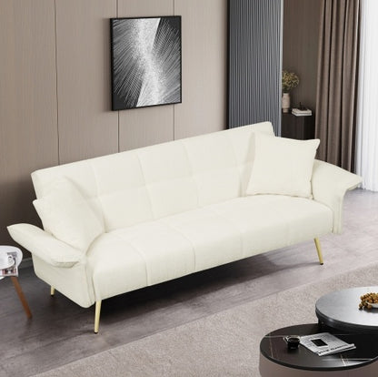 70.1 Futon-Sofabett, Umwandelbares Doppelsofabett mit Klappbaren Armlehnen für Wohnzimmer und kleine Räume