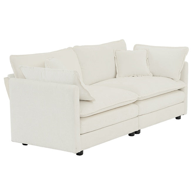White Fabric Loveseat Sofa