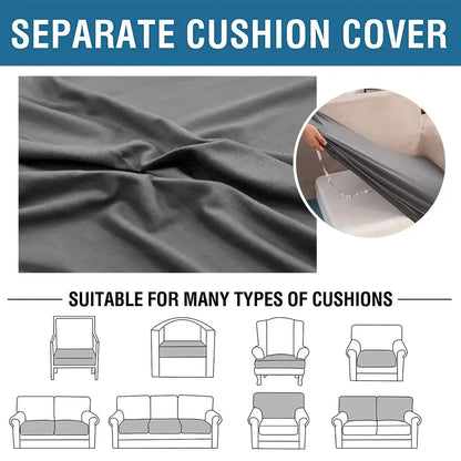 Gray elastic stretch fabric cushion cover designed for various chair and sofa types living room protector