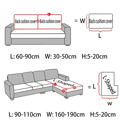 Gray elastic stretch l-shaped sofa cushion cover for living room protector with dimensions 90-110cm by 160-190cm by 5-20cm
