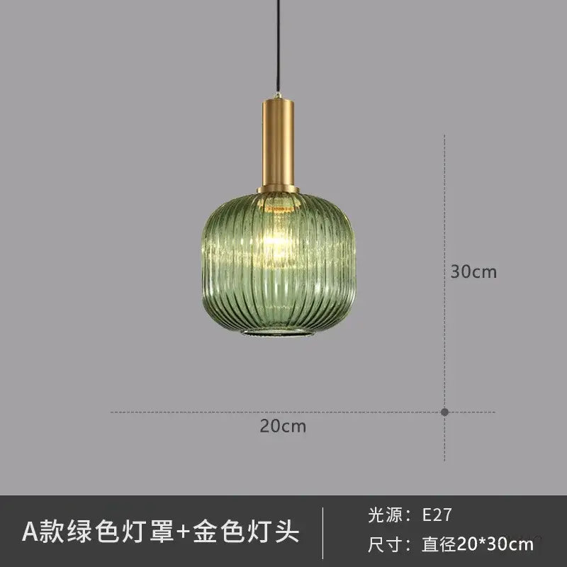 Green ribbed glass pendant light with gold-toned metal fixture elegant glass pendant lights for dining room