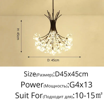 Elegant black decorbites dandelion flower chandelier with delicate flower-like crystal clusters for living room decorbites dandelion flower chandelier with delicate flower-like crystal clusters for living room light