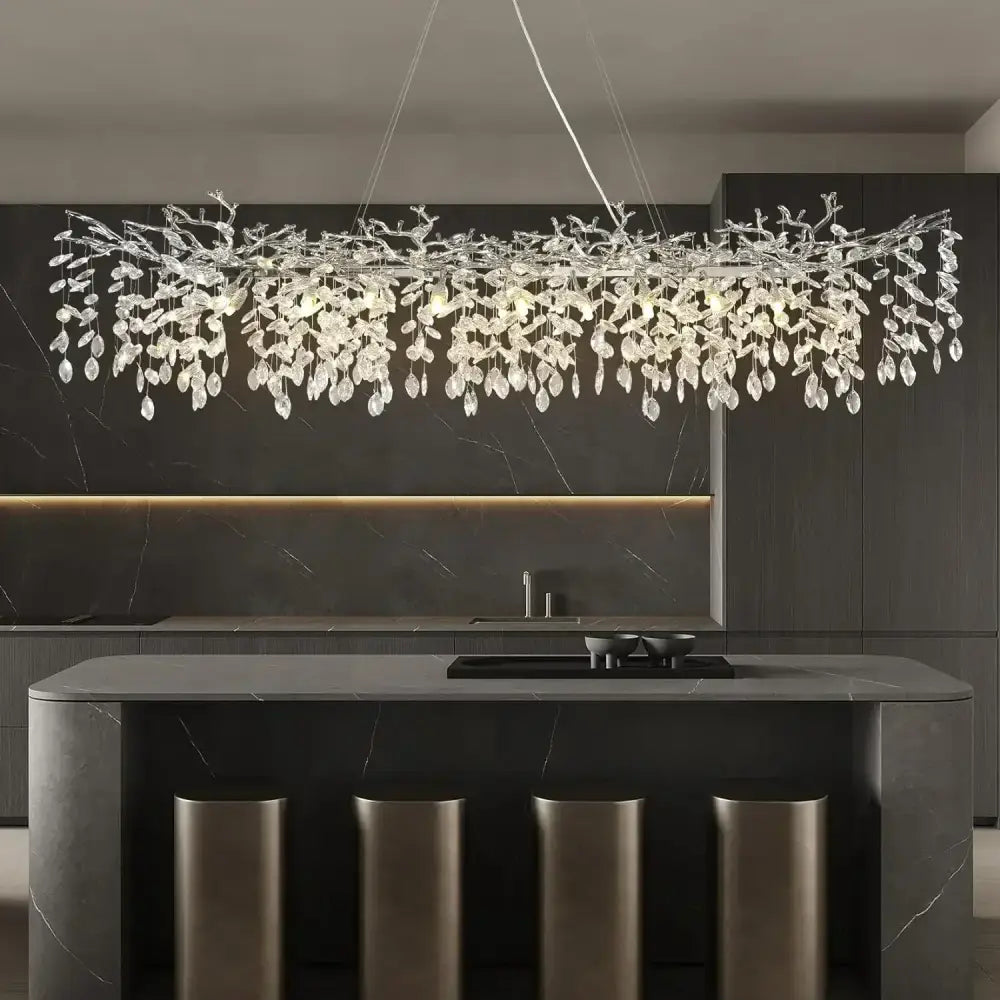 Elegant branch crystal suspension pendant light with delicate branch design and teardrop glass elements for dining room decorbites pendant light
