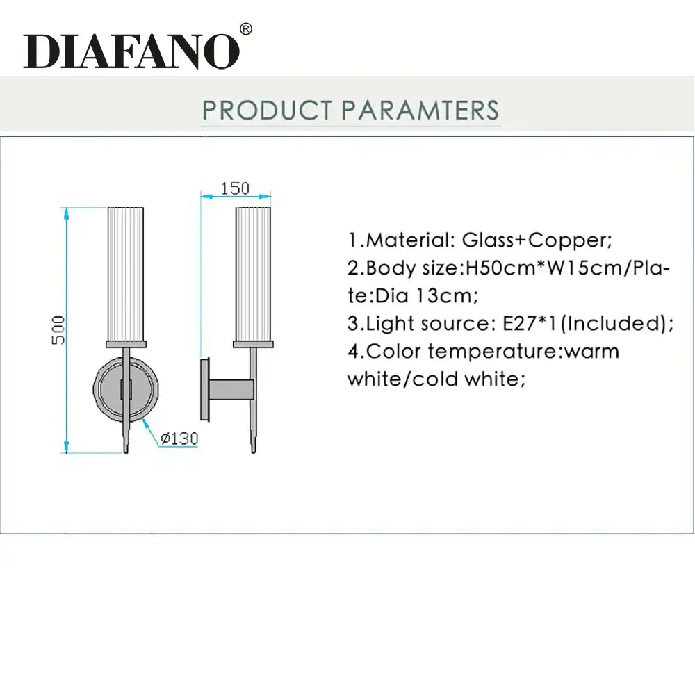 Diafano wall sconce with tall slender copper body and black glass tube featuring vertical ridges for elegant decorbites copper wall lighting